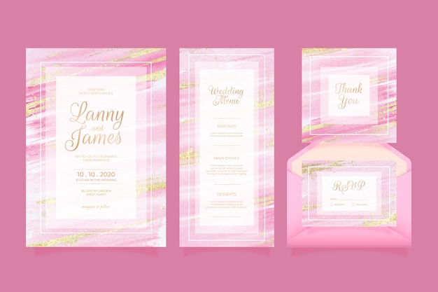 Free vector wedding stationery concept