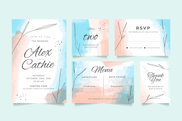 Free vector wedding stationery design