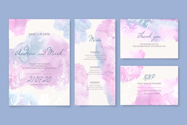 Wedding stationery and envelope in watercolour style