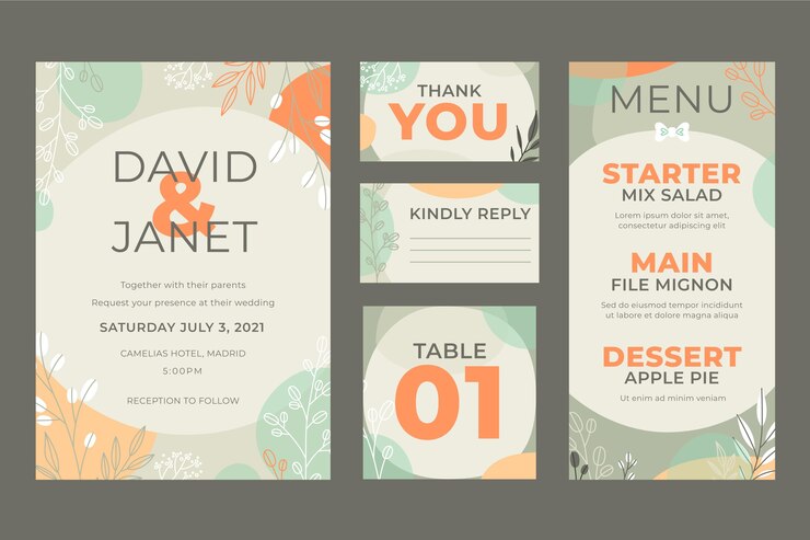 Free Vector wedding stationery pack template design