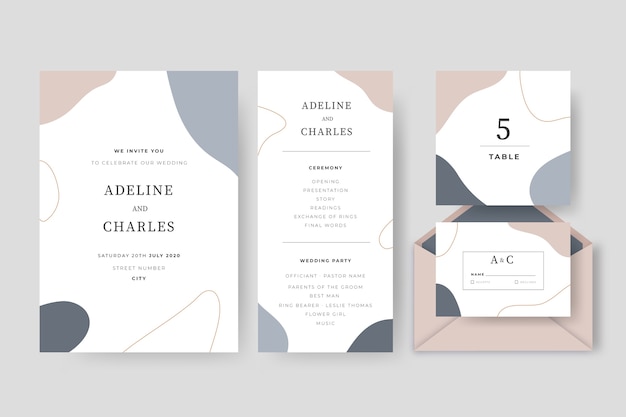Free vector wedding stationery pack