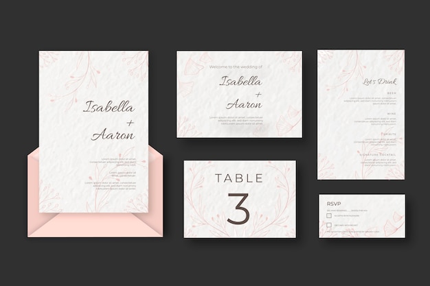 Wedding stationery set template