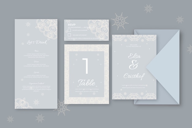 Free vector wedding stationery set template