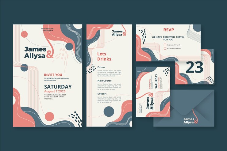 Free Vector wedding stationery set template