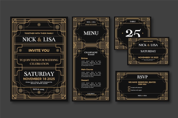 Wedding stationery set template