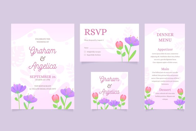 Wedding stationery style with flowers