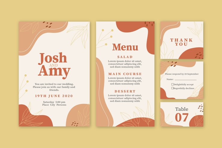 Free Vector wedding stationery template set