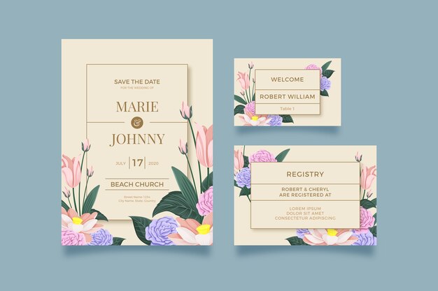 Wedding stationery template theme