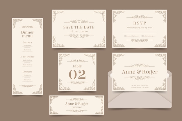 Free vector wedding stationery