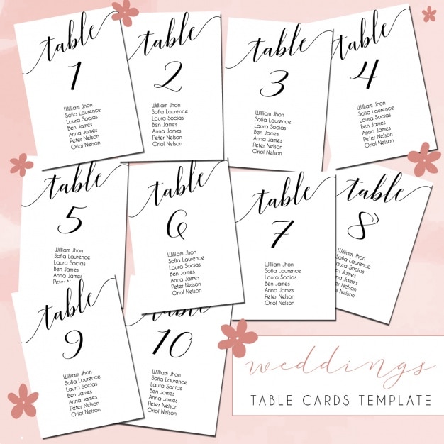 Free Vector wedding table cards design