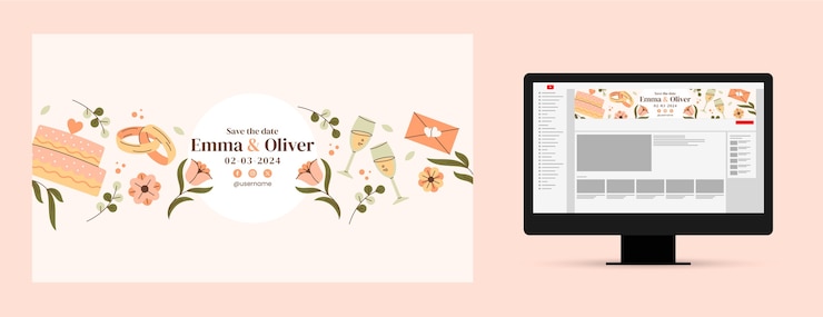 無料Vector 結婚式のテンプレートデザイン