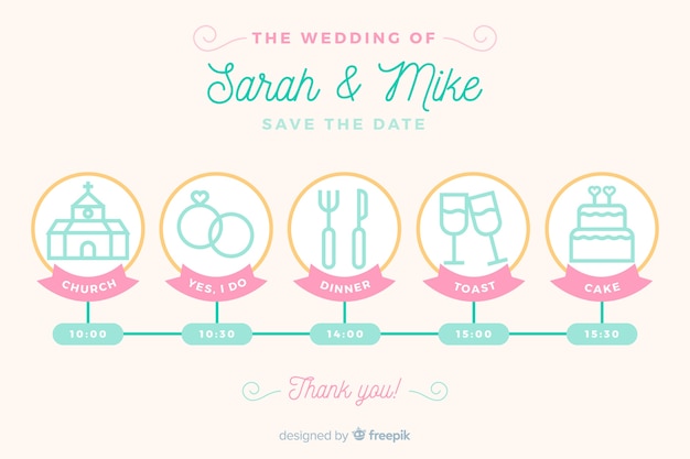 Wedding timeline in lineal design