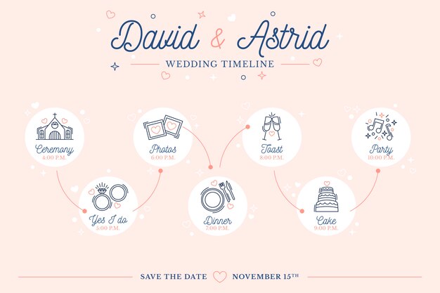 Wedding timeline in lineal style template