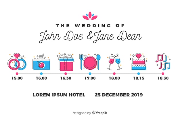 Wedding timeline in lineal style