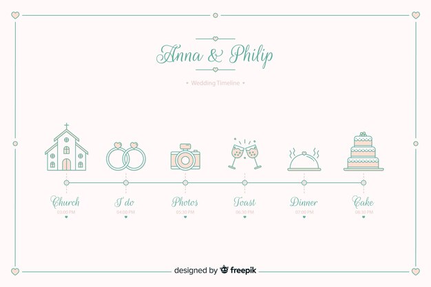 Wedding timeline in lineal style