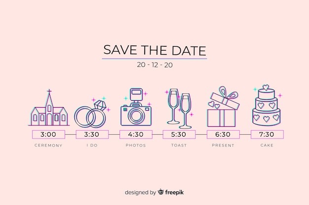Wedding timeline in lineal style