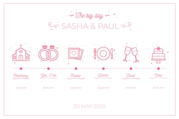 Free vector wedding timeline in lineal style