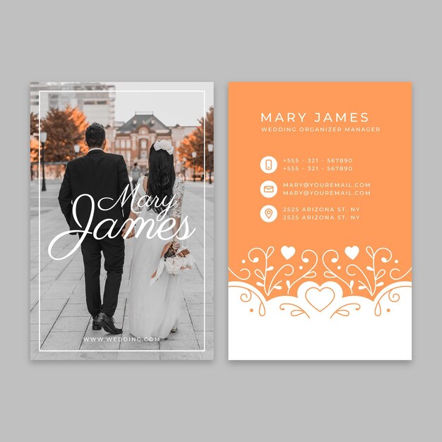 結婚式の名刺テンプレート 無料のベクター