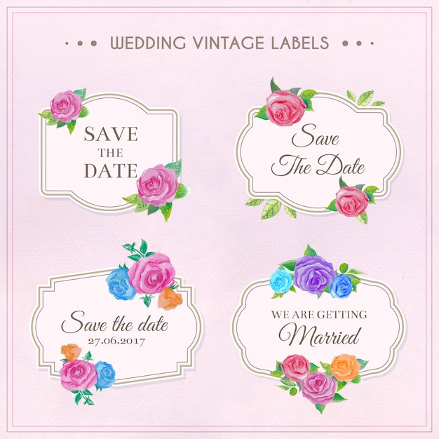 Free vector wedding vintage labels collection