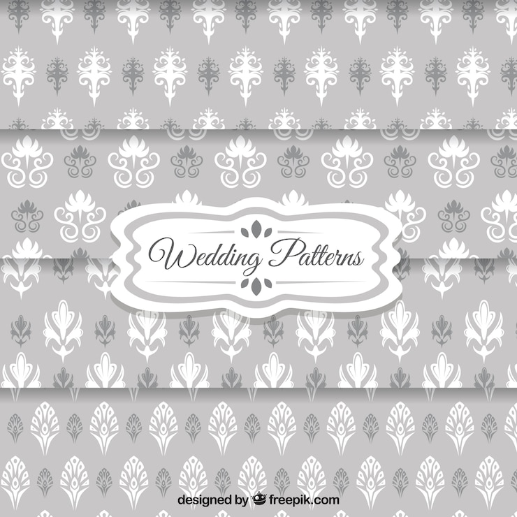 Free Vector wedding wallpaper patterns in grey color