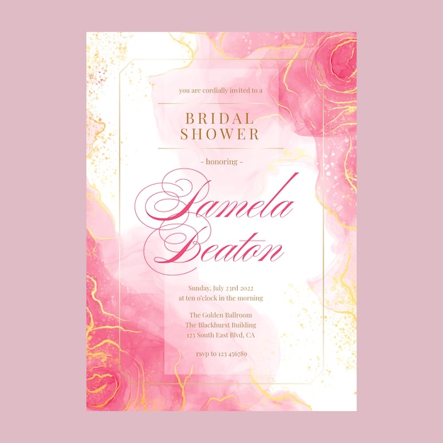 Wedding watercolor bridal shower invitation