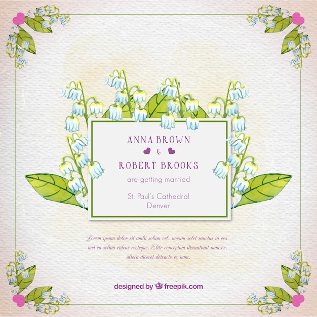 Wedding watercolor floral invitation