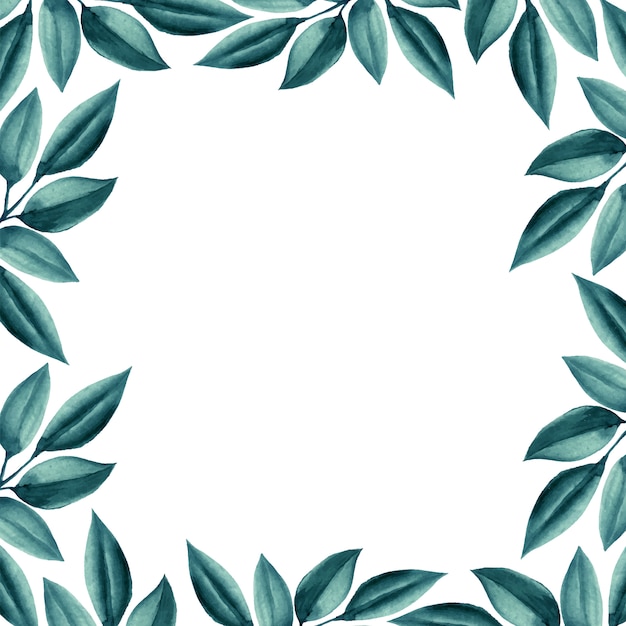 Free vector wedding watercolor green leaves frame.