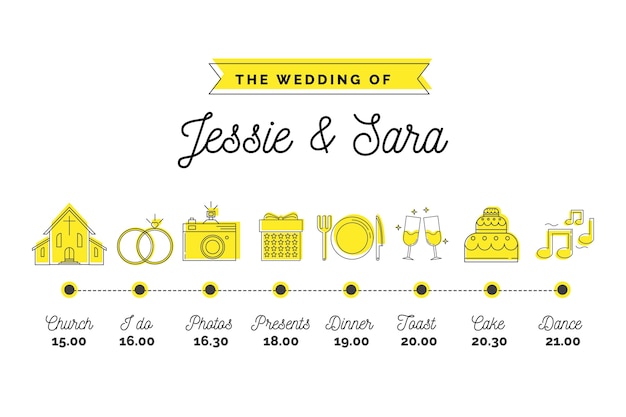 Wedding white timeline in lineal style