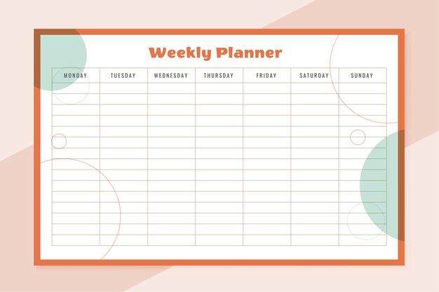Дизайн шаблона планировщика организатора недели