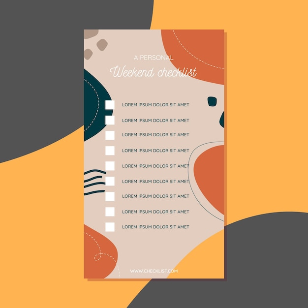 Free vector weekend checklist template