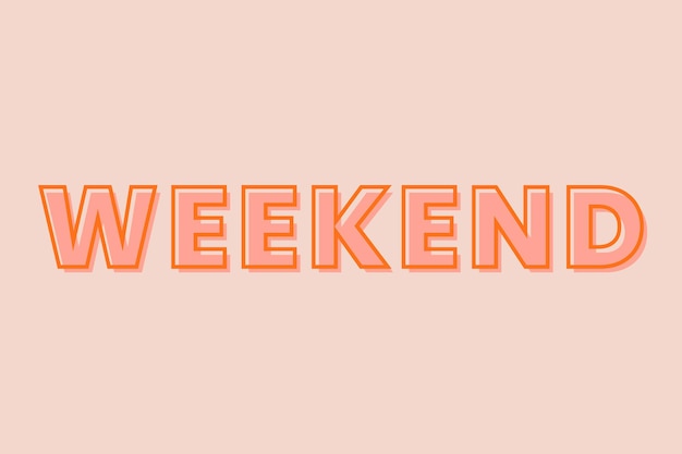 Weekend typography on a pastel peach background