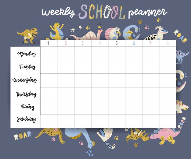子供のためのかわいい学校のタイムテーブルテンプレート 無料のベクター
