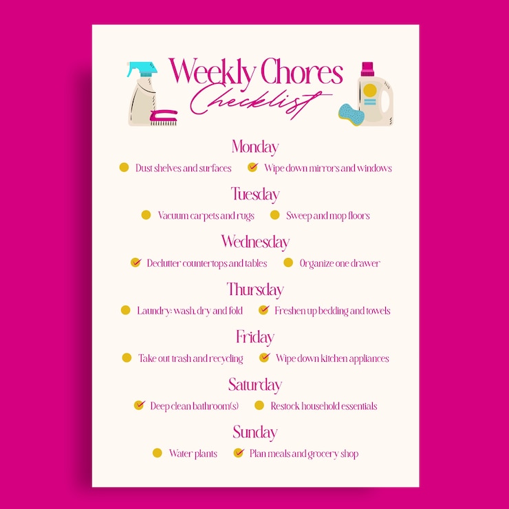 मुफ़्त वेक्टर weekly chores checklist template