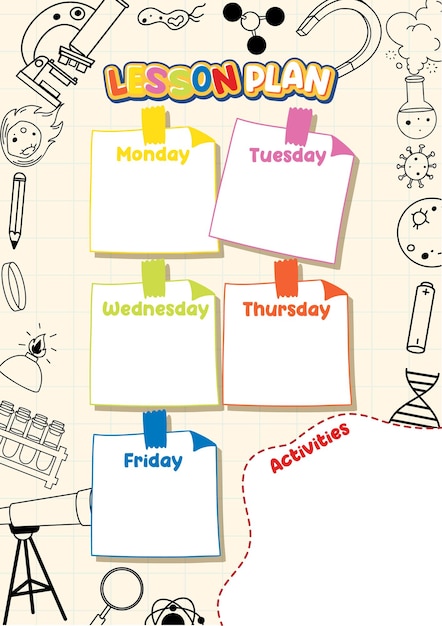 Weekly lesson plan template for monday to friday