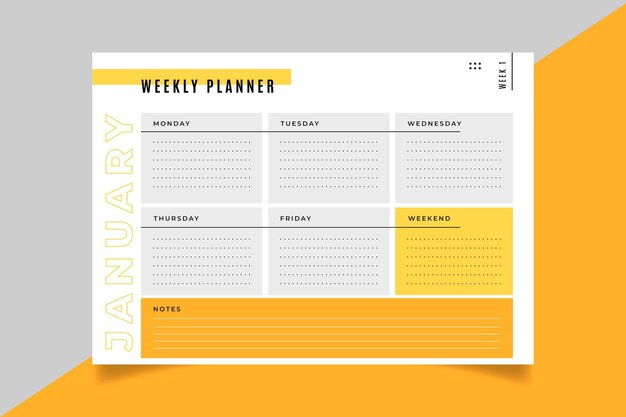 Weekly planner card template