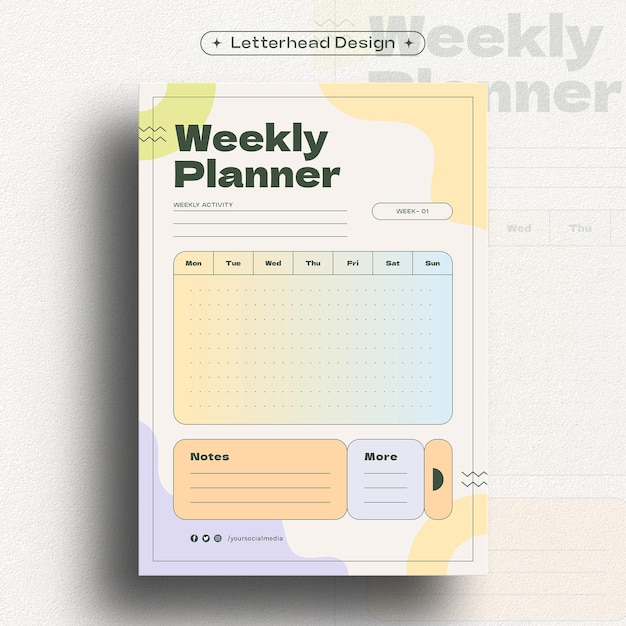 Free vector weekly planner design template