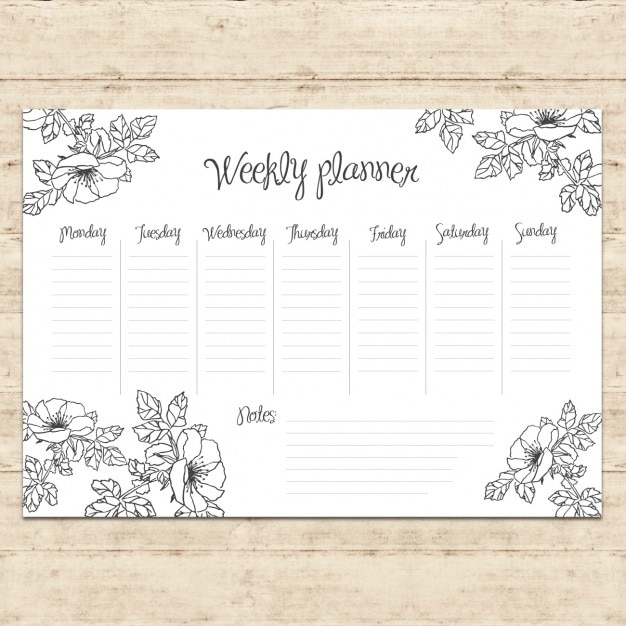 Free vector weekly planner design
