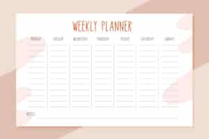 Free vector weekly planner template card for notes