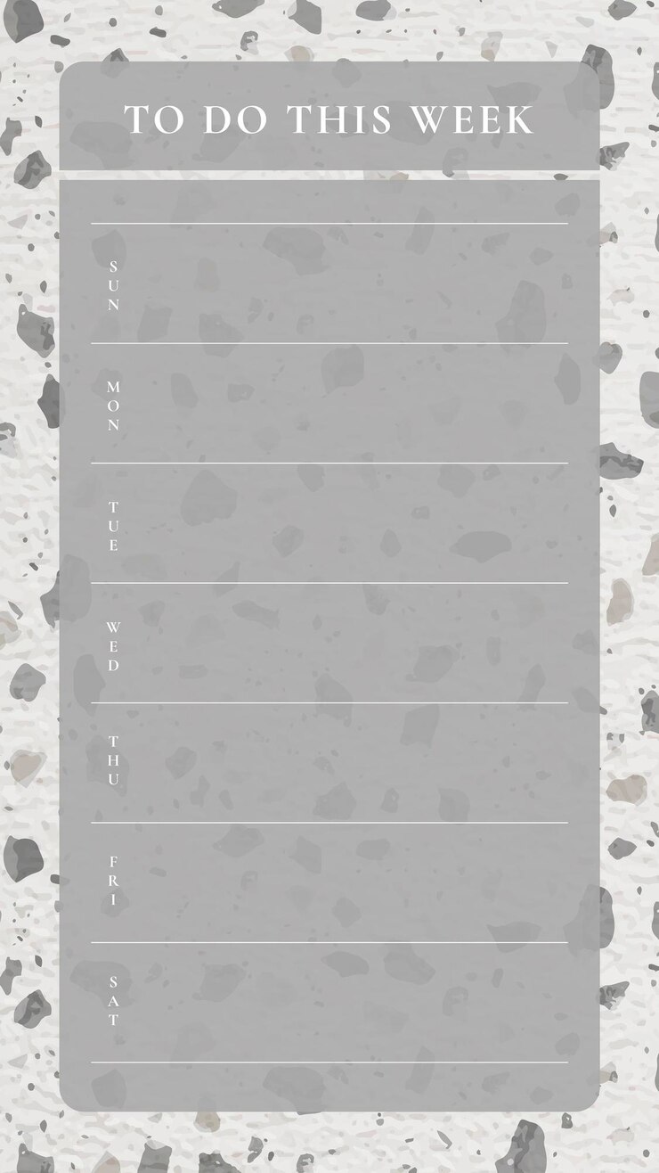 Free Vector weekly planner template, terrazzo background, aesthetic social media post, vector