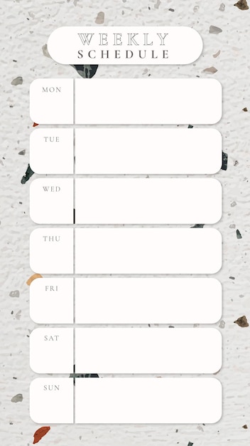 Free vector weekly schedule template, terrazzo background, aesthetic instagram post, vector