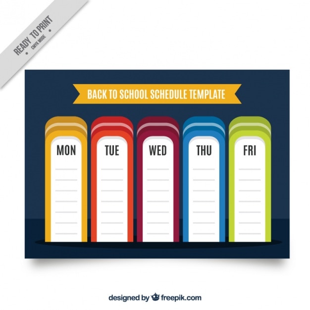 Free vector weekly schedule with blue background