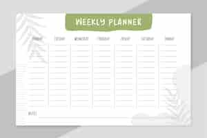 Free vector weekly todo list organizer template design