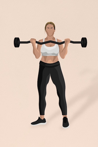 Free vector weightlifting woman  with barbell workout in minimal style