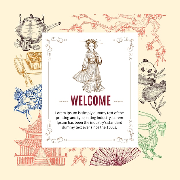 Free Vector welcome to asia invitation