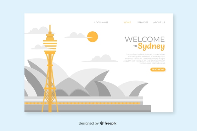 Free vector welcome to australia landing page template