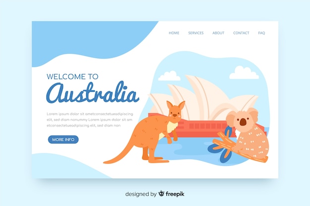 Free vector welcome to australia landing page