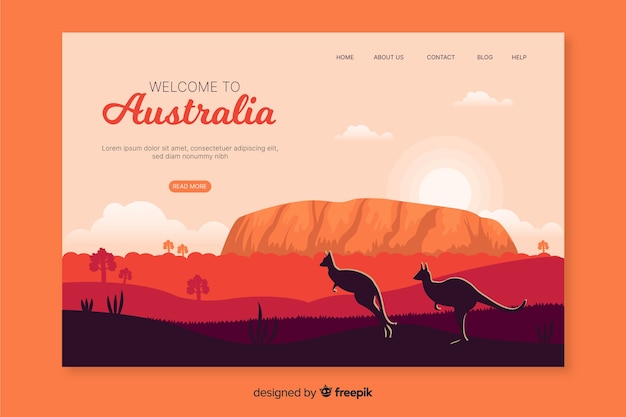 Vettore gratuito benvenuti nella landing page in australia