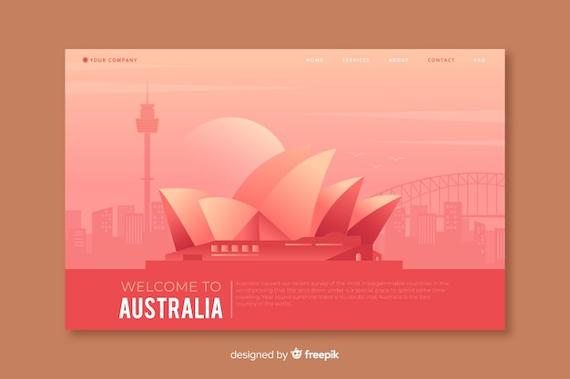 Vettore gratuito benvenuti nella landing page in australia