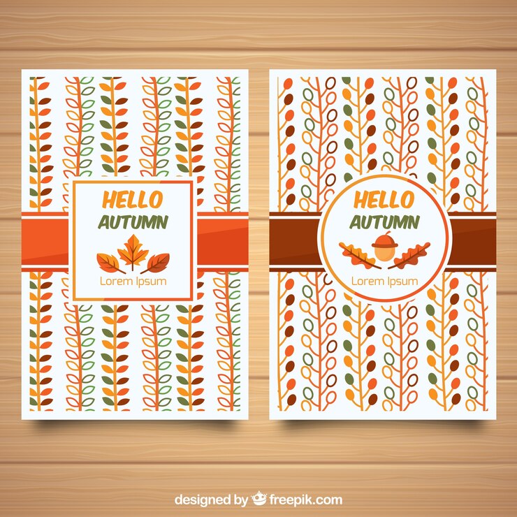 Free Vector welcome autumn cards with patterns