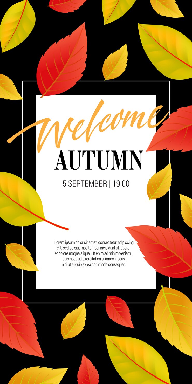 Free Vector welcome autumn lettering with bright leaves. autumn offer or sale advertising 